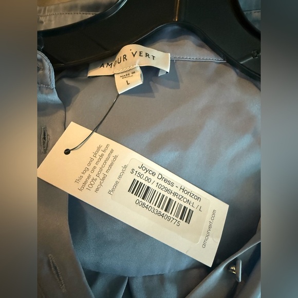 NWT Amour Vert Joyce Dress Satin Belted Size L, Original Price $150 - Picture 4 of 5